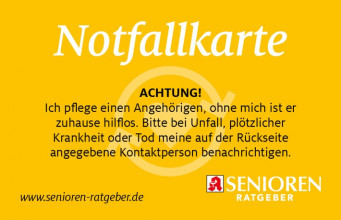 Pflegende Angehörige: Für den Ernstfall vorsorgen mit der Notfallkarte des Senioren Ratgeber